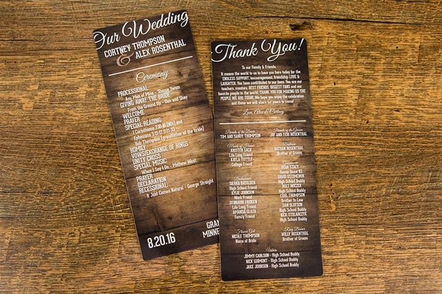 Rustic Wedding Program